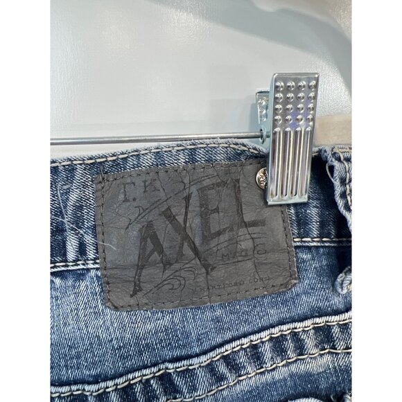 Axel Mens Jeans W33 L32 Vintage Blue Distressed Straight Fit Denim Pants Durable - Picture 3 of 9